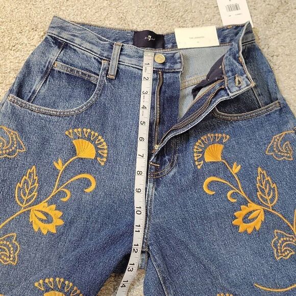 7 FOR ALL MANKIND THE JENNIFER 90S EMBROIDERED BAGGY JEAN SIZE 24 - Picture 6 of 9